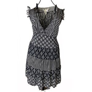 Studio M Tiered Geometric Print Dress Womens Size Large